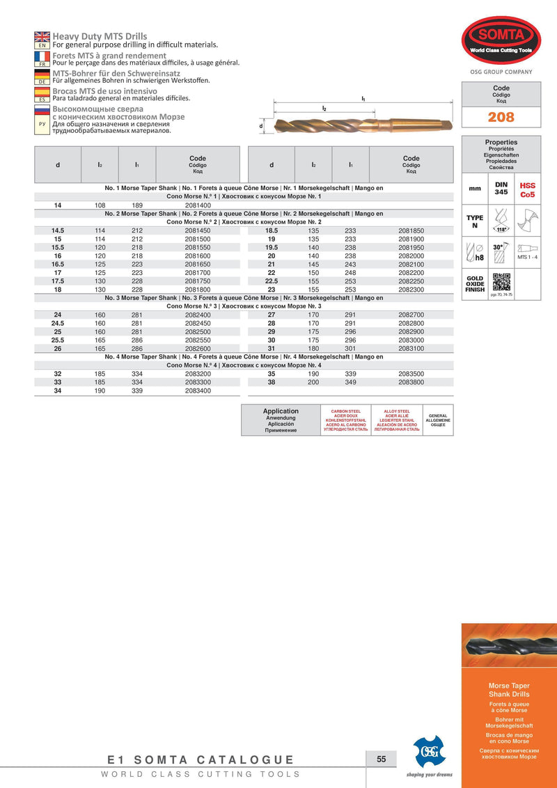 Wallers Industrial Hardware  SOMTA - COBALT M/T NO.1 DRILL 14MM